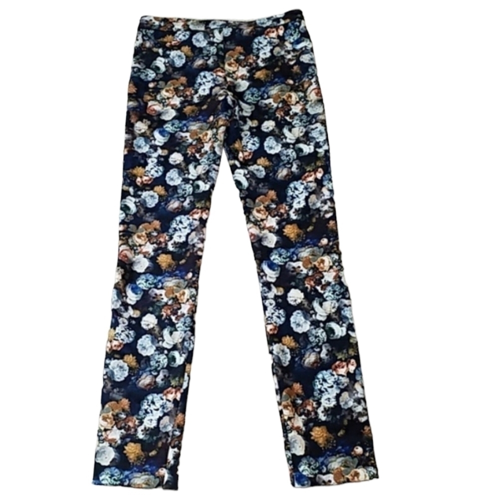 ZARA~Woman Size XS~Floral Print Slim Skinny Leggins Stretch Summer Pants.
